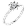 14K Gold Round Natural Diamond Star Ring - White Gold