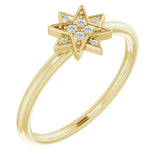 14K Gold Round Natural Diamond Star Ring - Yellow Gold