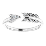14K Gold Round Natural Diamond Accented Arrow Ring - White Gold - view 3