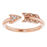 14K Gold Round Natural Diamond Accented Arrow Ring - Rose Gold - view 3