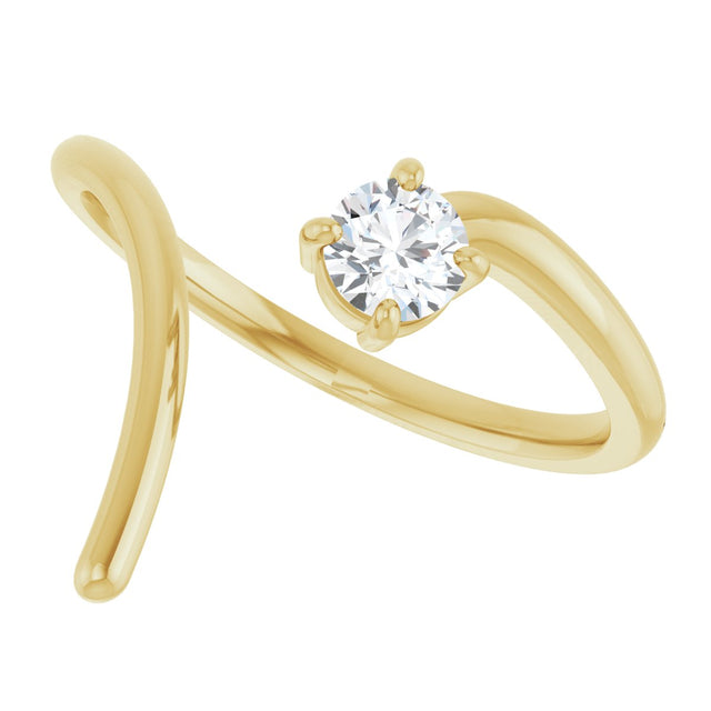 14K Gold Pear Natural Diamond Negative Space Ring - Yellow Gold - view 5