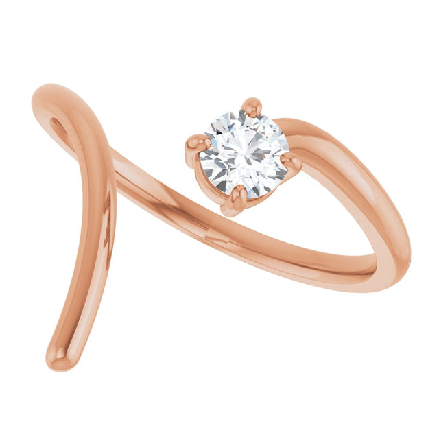 14K Gold Pear Natural Diamond Negative Space Ring - Rose Gold - view 5