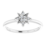 Platinum Round Natural Diamond Star Ring - view 3