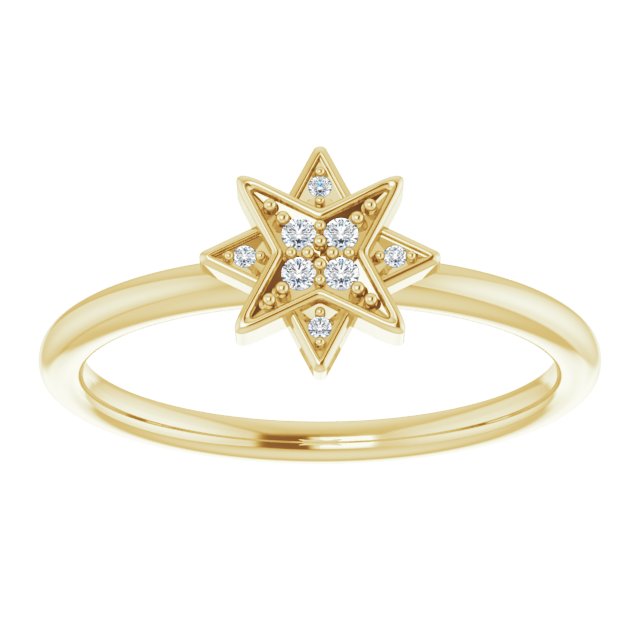 14K Gold Round Natural Diamond Star Ring - Yellow Gold - view 3