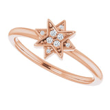 14K Gold Round Natural Diamond Star Ring - Rose Gold - view 5