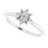 Platinum Round Natural Diamond Star Ring - view 5