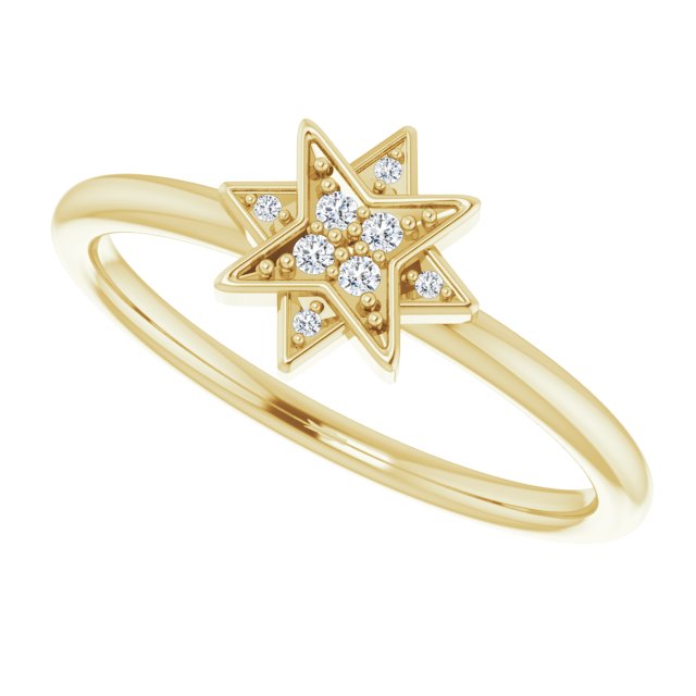 14K Gold Round Natural Diamond Star Ring - Yellow Gold - view 5