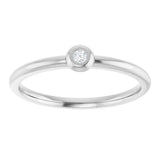Platinum Round Natural Diamond Stackable Bezel-Set Ring - view 3