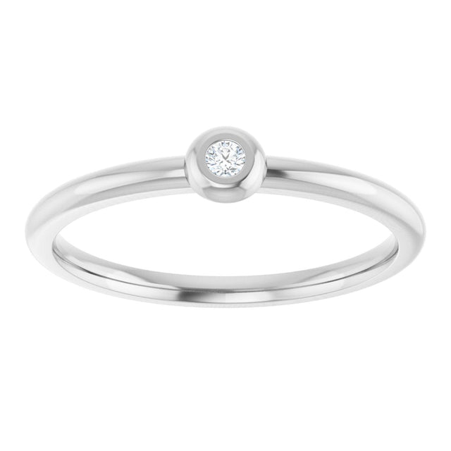 Platinum Round Natural Diamond Stackable Bezel-Set Ring - view 3