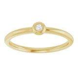 14K Gold Round Natural Diamond Stackable Bezel-Set Ring - Yellow Gold - view 3