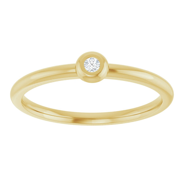 14K Gold Round Natural Diamond Stackable Bezel-Set Ring - Yellow Gold - view 3