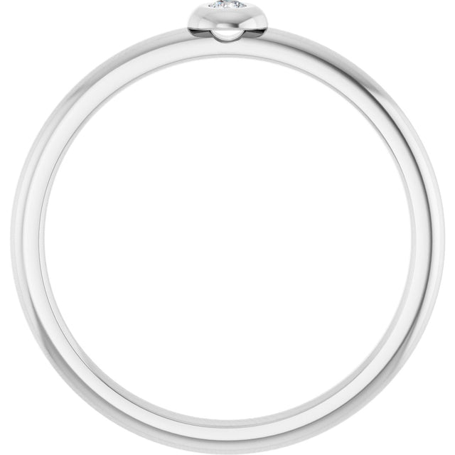 Platinum Round Natural Diamond Stackable Bezel-Set Ring - view 2