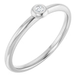 Platinum Round Natural Diamond Stackable Bezel-Set Ring