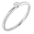 14K Gold Round Natural Diamond Stackable Bezel-Set Ring - White Gold