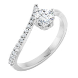 Platinum Round Natural Diamond Accented Bypass Ring – 5mm Stones