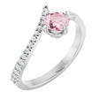 14K Gold Round Natural Pink Morganite Accented Bypass Ring - White Gold