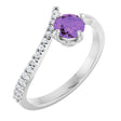 Platinum Round Natural Amethyst Accented Bypass Ring