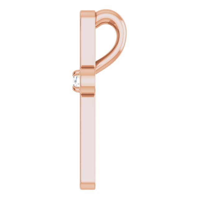 14K Gold Round Natural Diamond Sculptural Solitaire Cross Pendant - Rose Gold - view 3