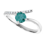 14K Gold Round Lab-Grown Alexandrite Accented Bypass Ring - White Gold - view 5