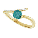 14K Gold Round Lab-Grown Alexandrite Accented Bypass Ring - Yellow Gold - view 5