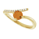 14K Gold Round Natural Citrine Accented Bypass Ring - Yellow Gold - view 5