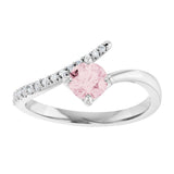 Platinum Round Natural Pink Morganite Accented Bypass Ring - view 3