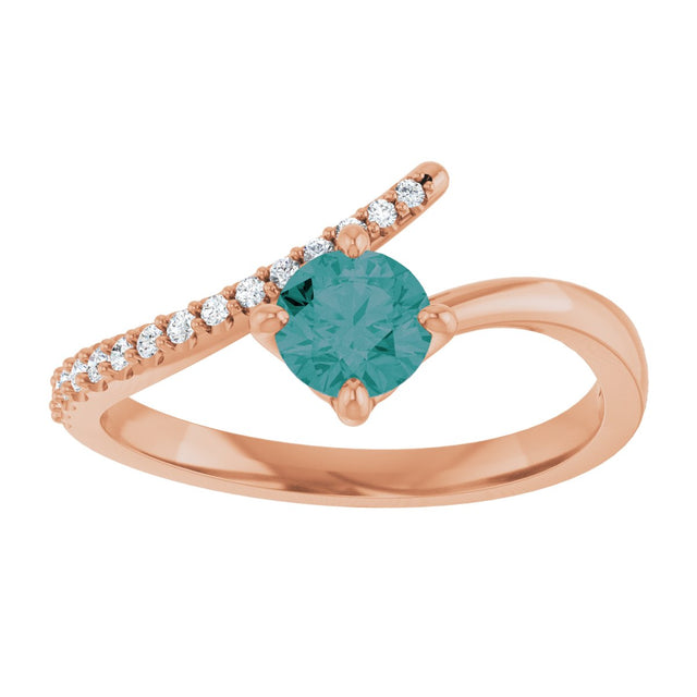 14K Gold Round Lab-Grown Alexandrite Accented Bypass Ring - Rose Gold - view 3