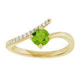 14K Gold Round Natural Peridot Accented Bypass Ring - Yellow Gold - view 3