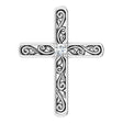 14K Gold Round Natural Diamond Sculptural Solitaire Cross Pendant - White Gold