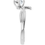 14K Gold Round Natural Diamond Accented Bypass Ring – 5mm Stones - White Gold - view 4