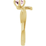14K Gold Round Natural Pink Morganite Accented Bypass Ring - Yellow Gold - view 4