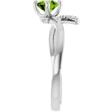 14K Gold Round Natural Peridot Accented Bypass Ring - White Gold - view 4