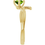14K Gold Round Natural Peridot Accented Bypass Ring - Yellow Gold - view 4