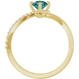 14K Gold Round Lab-Grown Alexandrite Accented Bypass Ring - Yellow Gold - view 2