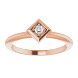 14K Gold Round Natural Diamond Stackable Geometric Ring - Rose Gold - view 3