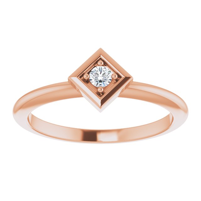 14K Gold Round Natural Diamond Stackable Geometric Ring - Rose Gold - view 3