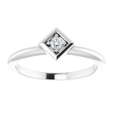 Platinum Round Natural Diamond Stackable Geometric Ring - view 3