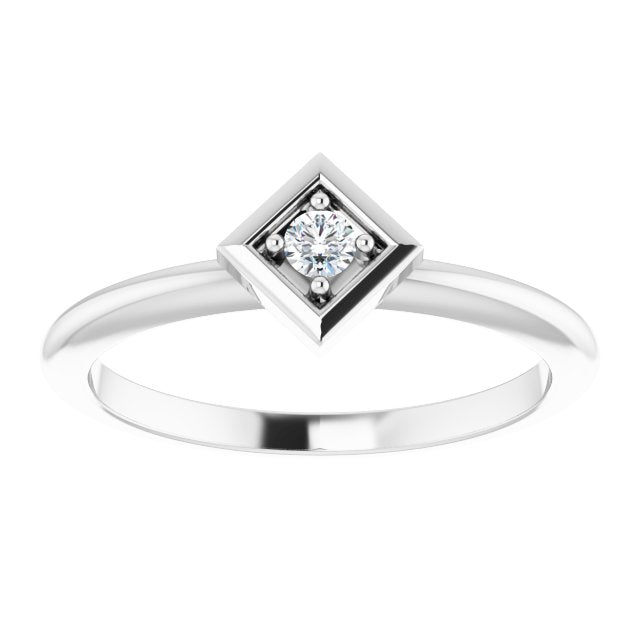 Platinum Round Natural Diamond Stackable Geometric Ring - view 3