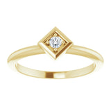 14K Gold Round Natural Diamond Stackable Geometric Ring - Yellow Gold - view 3