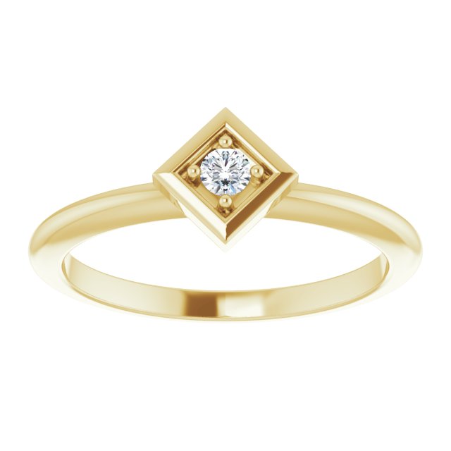 14K Gold Round Natural Diamond Stackable Geometric Ring - Yellow Gold - view 3