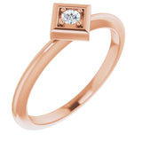 14K Gold Round Natural Diamond Stackable Geometric Ring - Rose Gold