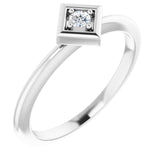 Platinum Round Natural Diamond Stackable Geometric Ring