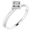 14K Gold Round Natural Diamond Stackable Geometric Ring - White Gold
