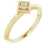 14K Gold Round Natural Diamond Stackable Geometric Ring - Yellow Gold