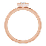 14K Gold Round Natural Diamond Stackable Geometric Ring - Rose Gold - view 2