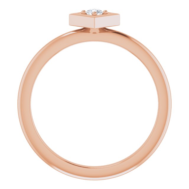 14K Gold Round Natural Diamond Stackable Geometric Ring - Rose Gold - view 2