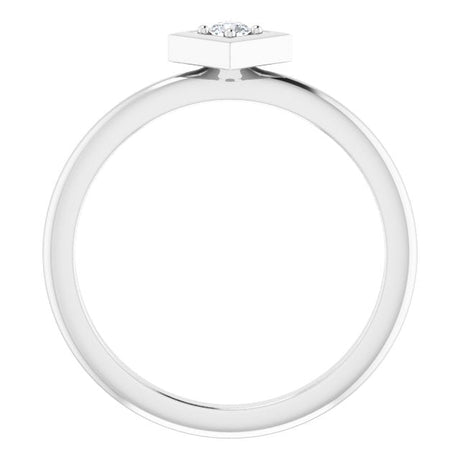 Platinum Round Natural Diamond Stackable Geometric Ring - view 2
