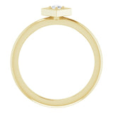 14K Gold Round Natural Diamond Stackable Geometric Ring - Yellow Gold - view 2