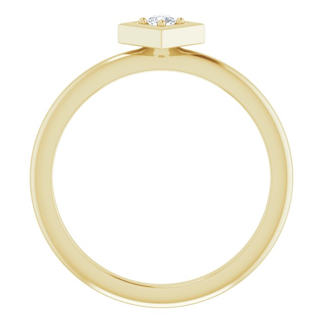 14K Gold Round Natural Diamond Stackable Geometric Ring - Yellow Gold - view 2