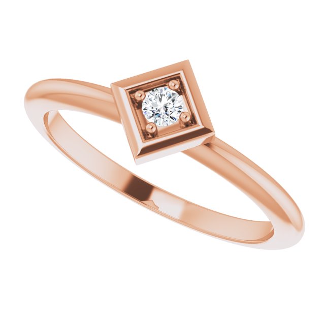 14K Gold Round Natural Diamond Stackable Geometric Ring - Rose Gold - view 5
